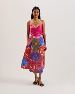 Jupe Ted Baker Floral A-Line Full Midi Multicolore Femme | PUC-90341773